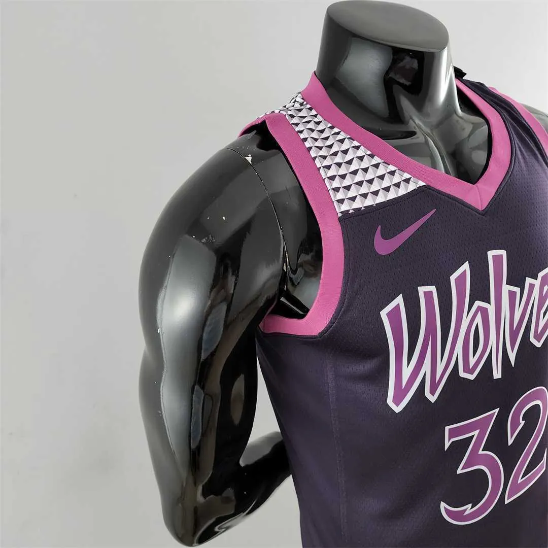 Minnesota Timberwolves TOWNS#32 Black and Purple NBA Jersey 8