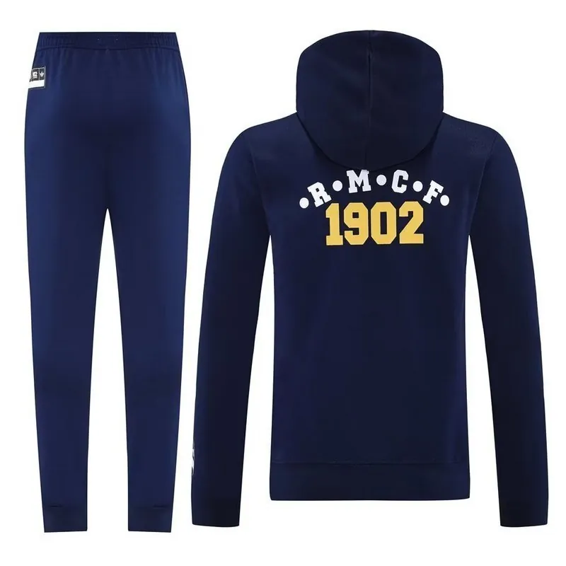 25-26 Real Madrid Navy Hoodies Tracksuit Long Jacket Suits 2