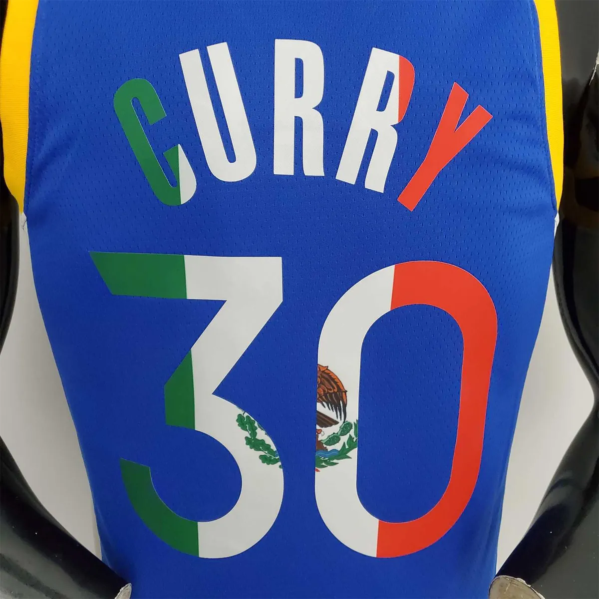 75th Anniversary Golden State Warriors CURRY#30 Mexico Blue NBA Jersey 2