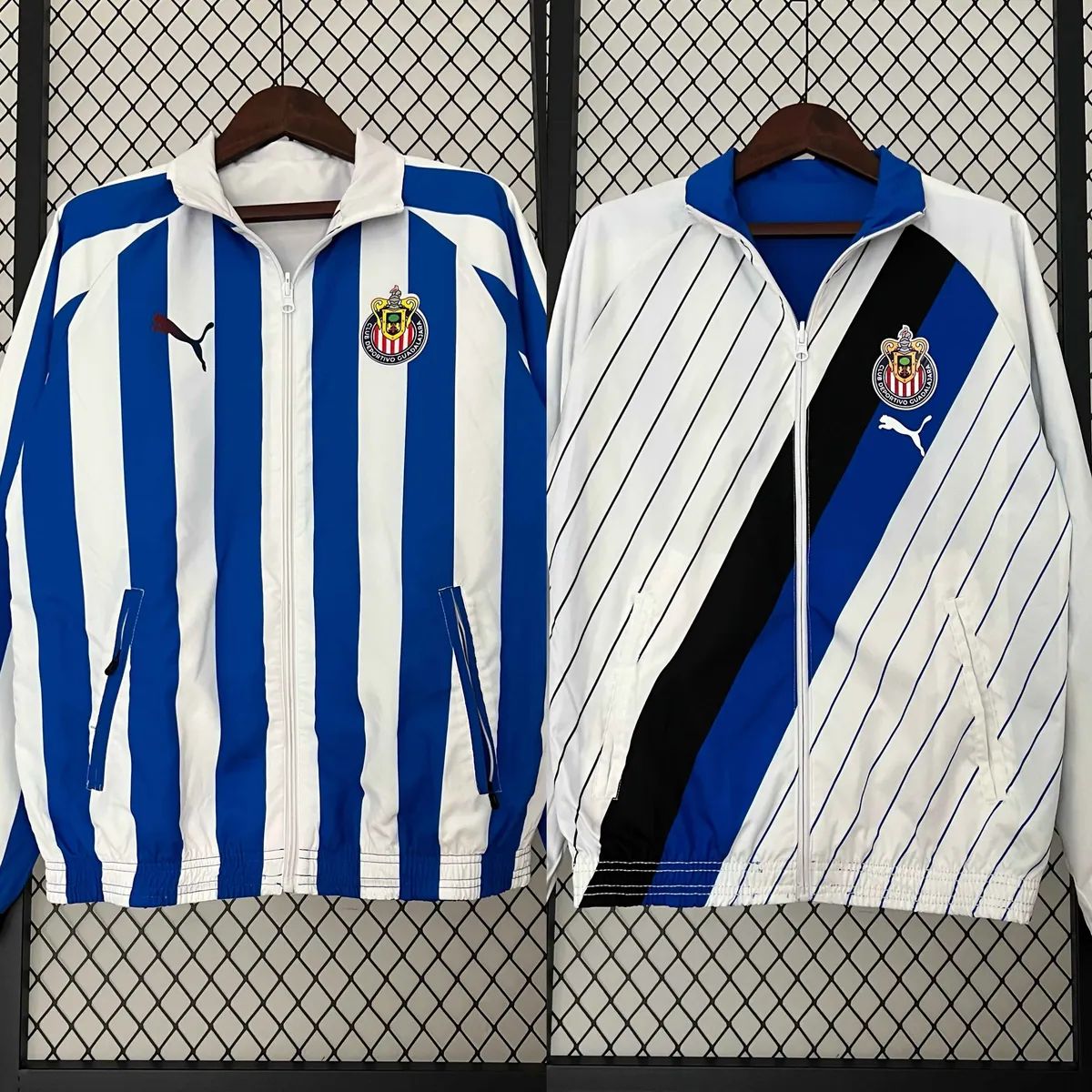23-24 Chivas Reversible Windbreaker White&Blue Double-Sides Jacket Soccer Jerseys For Sale 6