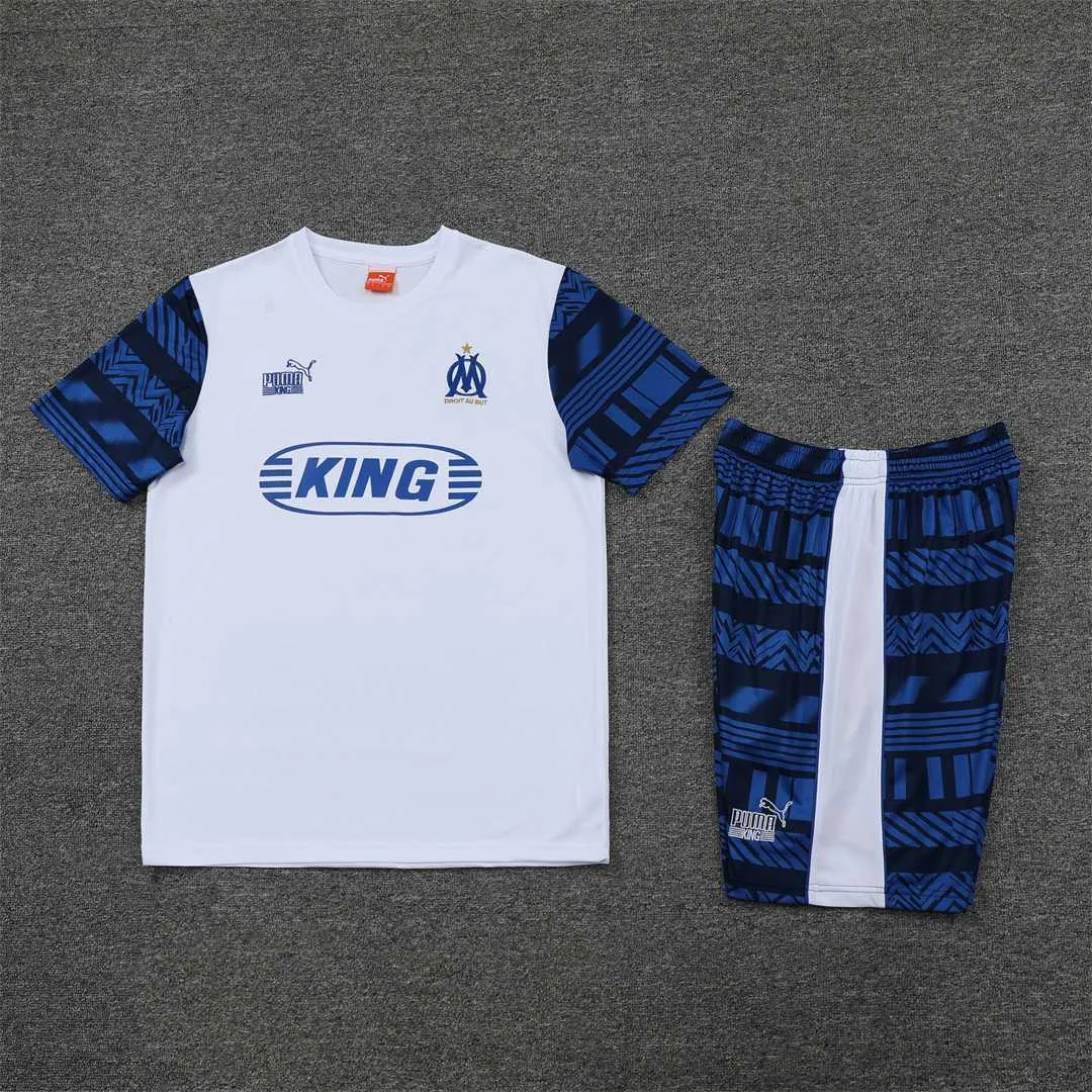 22-23 Marseille Training Suit Short Sleeve Kit White Grey 10