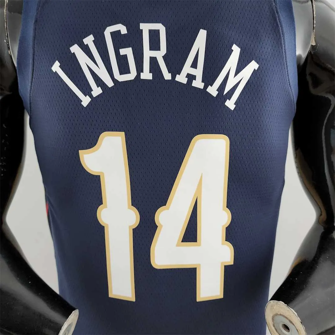 75th Anniversary New Orleans Pelicans Ingram #14 Navy Blue NBA Jersey 9