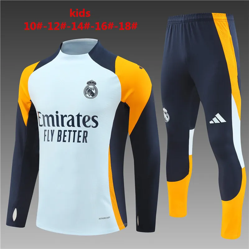 24-25 Real Madrid Kids Long Sleeve Training Suit Football Shirts 1