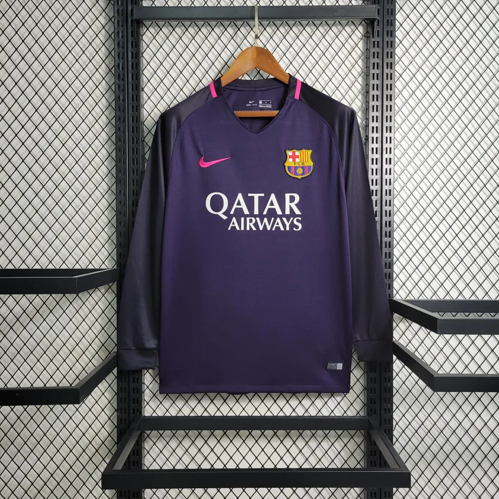 16-17 Retro Long Sleeve Barcelona S-XXL Cheap Soccer Jerseys 2