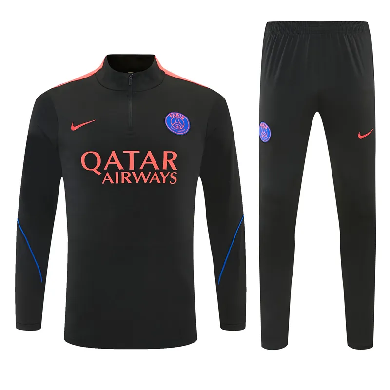 26-27 PSG Black Kit Football Aldult Training Long Sleeve Tracksuit Yupoo 5 2