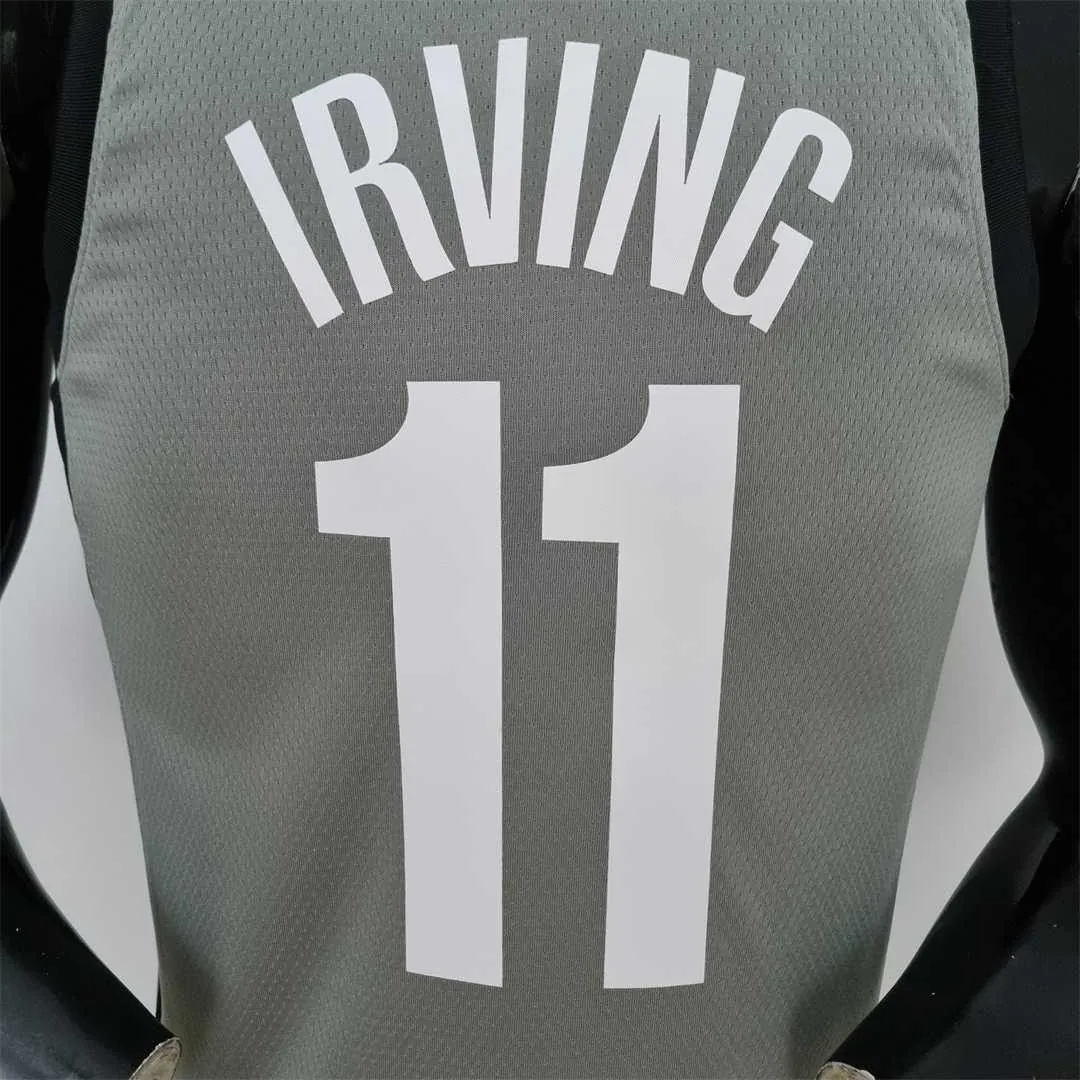 75th Anniversary Irving #11 Brooklyn Nets City Edition Gray NBA Jersey 3