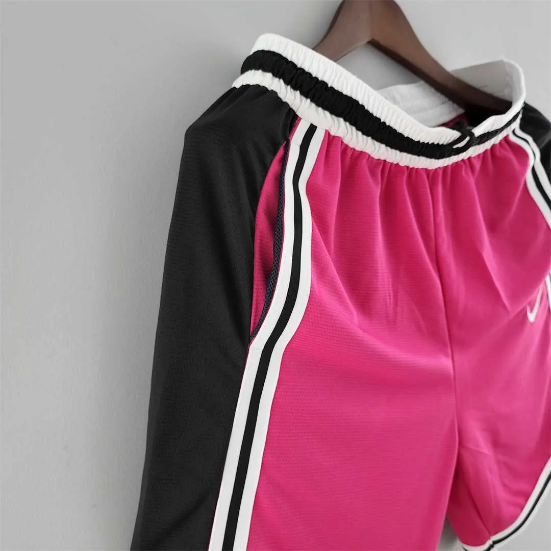 2022 Miami Heat NBA US Training Shorts Pink Black 5