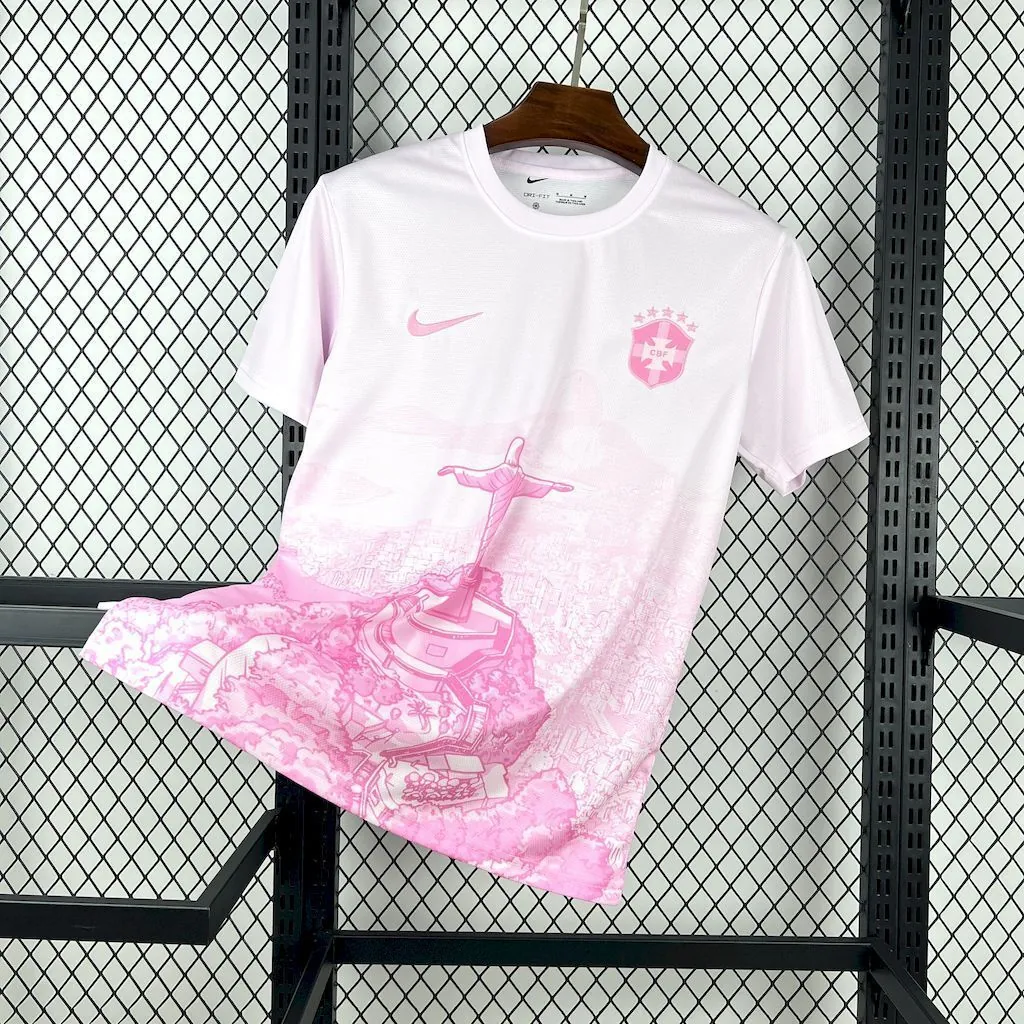 2025 Brazil Cristo Redentor Pink Special Edition T-Shirt Football Apparels Soccer AAAAJersey Yu 5