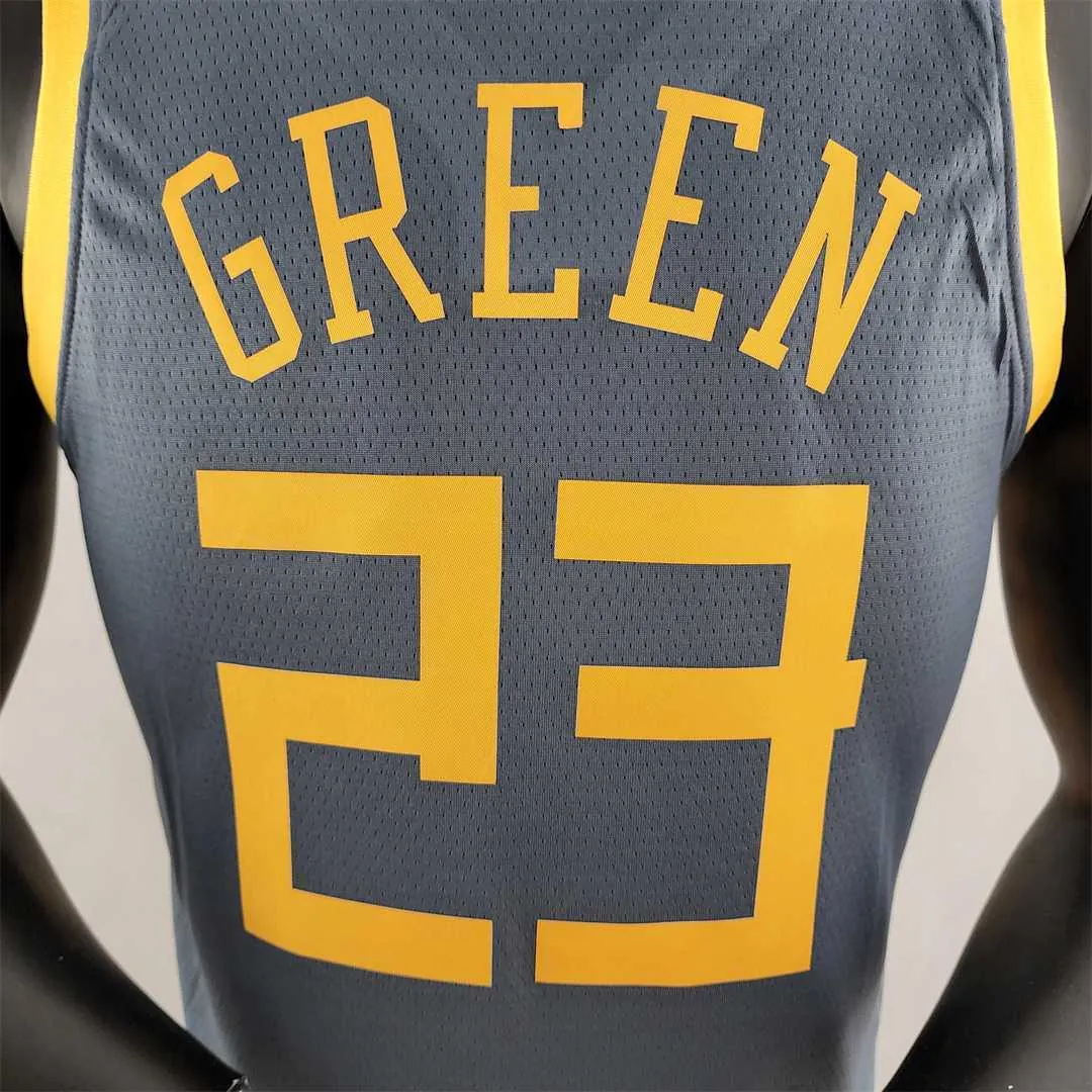 2018 GREEN #23 Golden State Warriors Grey NBA Jersey 3
