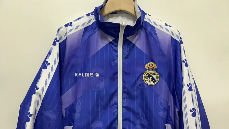 96-97 Real Madrid Retro Trench Coat Reversible Windbreaker Double-Sides Jacket 10