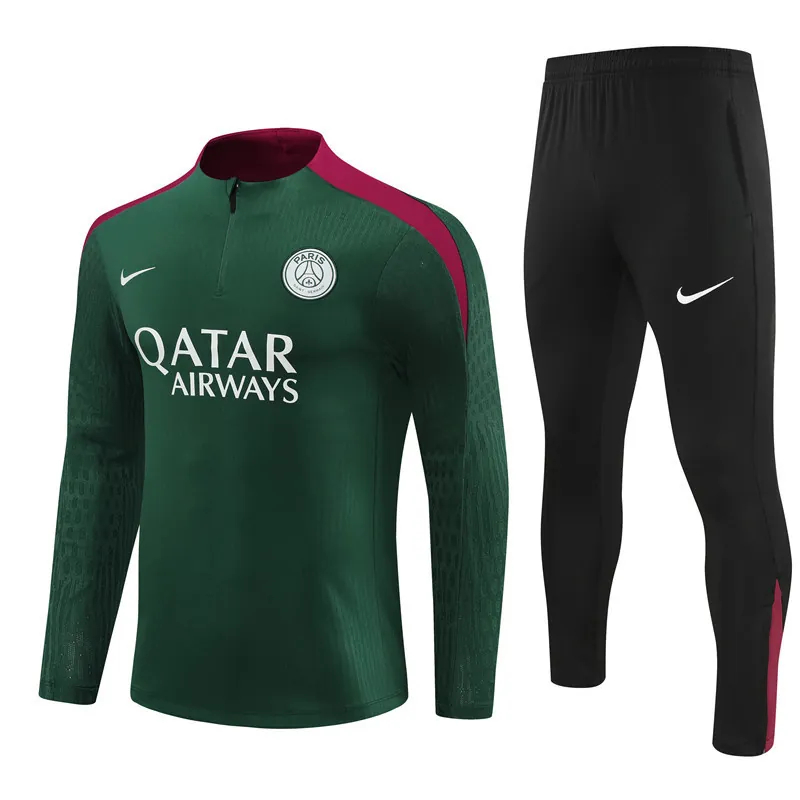 24-25 PSG Long Sleeve Tracksuit Green Training Suits Football AAAAJersey Yupoo 4