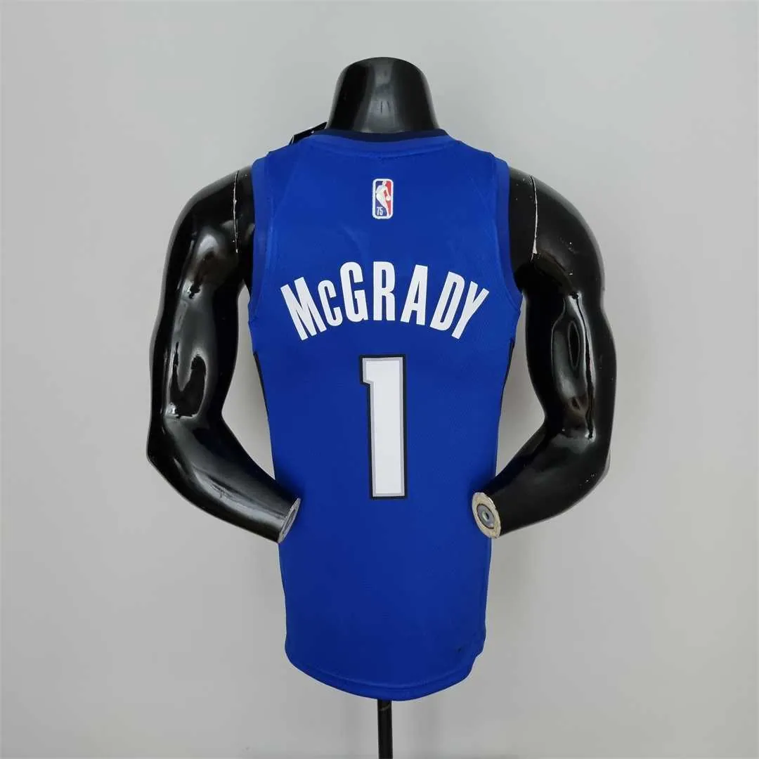 75th Anniversary McGrady #1 Orlando Magic Blue NBA Jersey 6