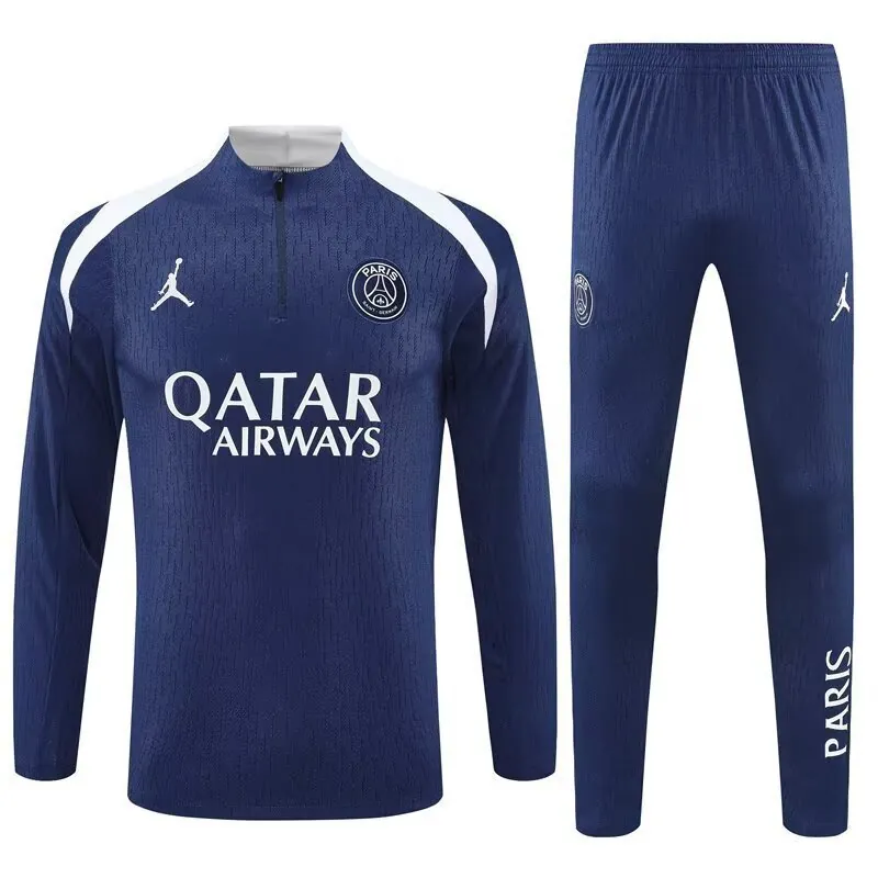 25-26 PSG Navy Training Kits Long Football Tracksuits 3