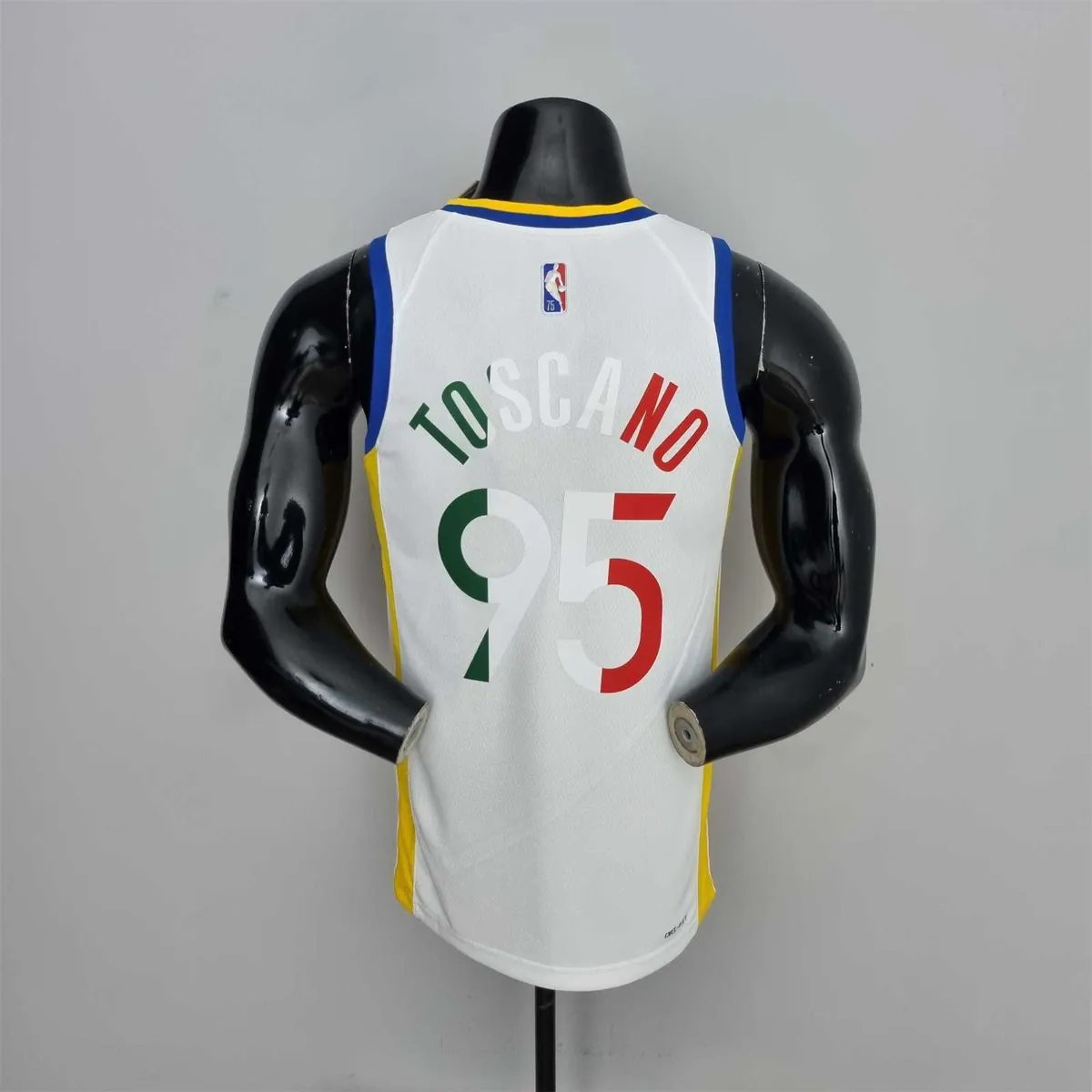 75th Anniversary Toscano#95 Golden State Warriors Mexico Exclusive White NBA Jersey 3