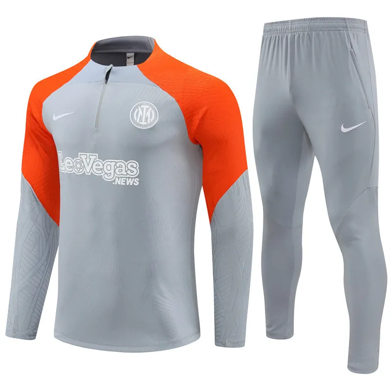 23-24 Inter Milan Long Sleeve Kits Grey Zipper Training Suits Jersey Supplier Yupoo 4