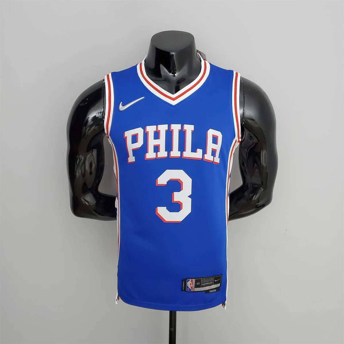 75th Anniversary Philadelphia 76ers IVERSON#3 Blue NBA Jersey 10