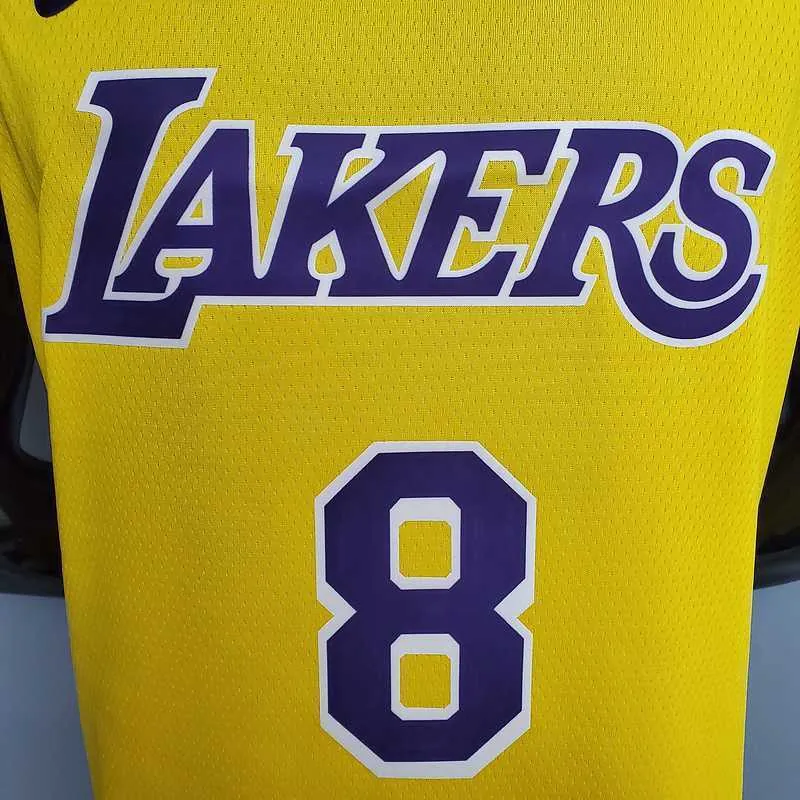 Bryant #8 Lakers Commemorative Edition Round neck yellow 6