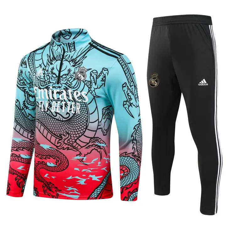 23-24 Real Madrid Red&Blue Training Suit Long Sleeve Kits Cheap Jerseys Yupoo 3