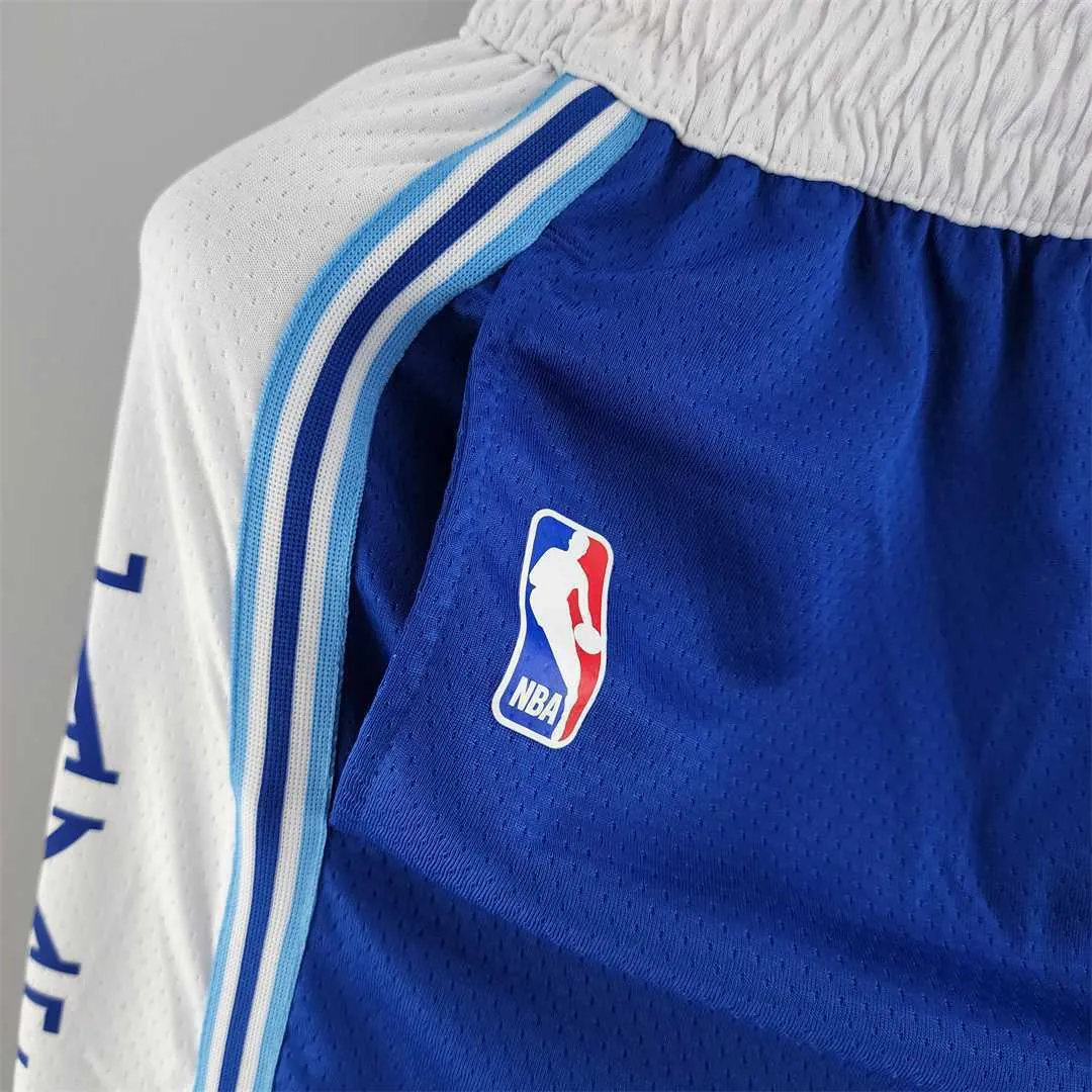 Los Angeles Lakers retro NBA Shorts Blue White Trim 2