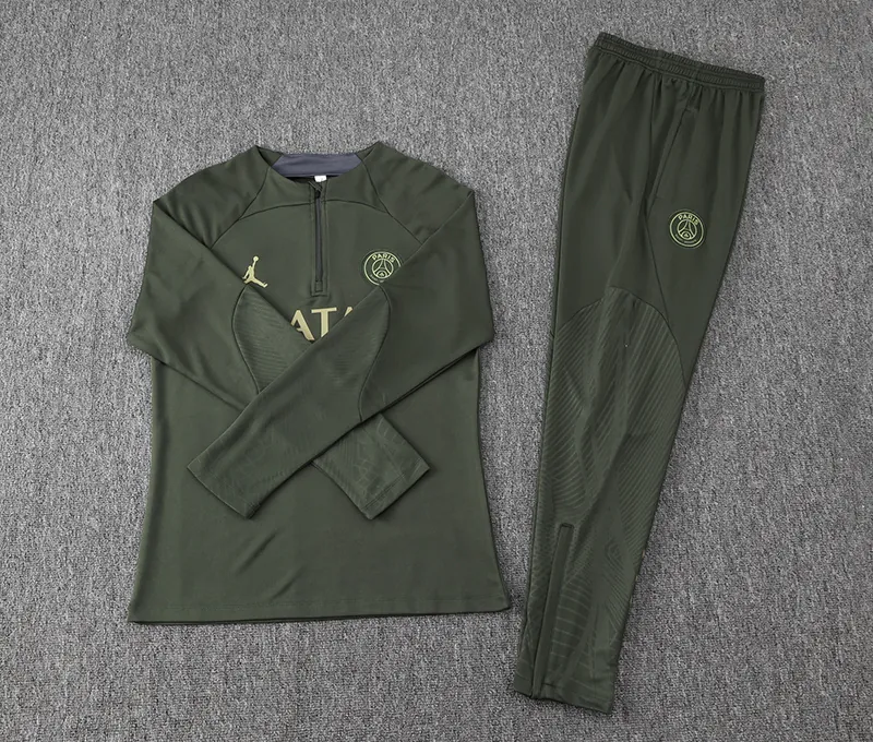 23-24 PSG Long Sleeve Tracksuit Green Training Suits Football Replicas Yupoo 1