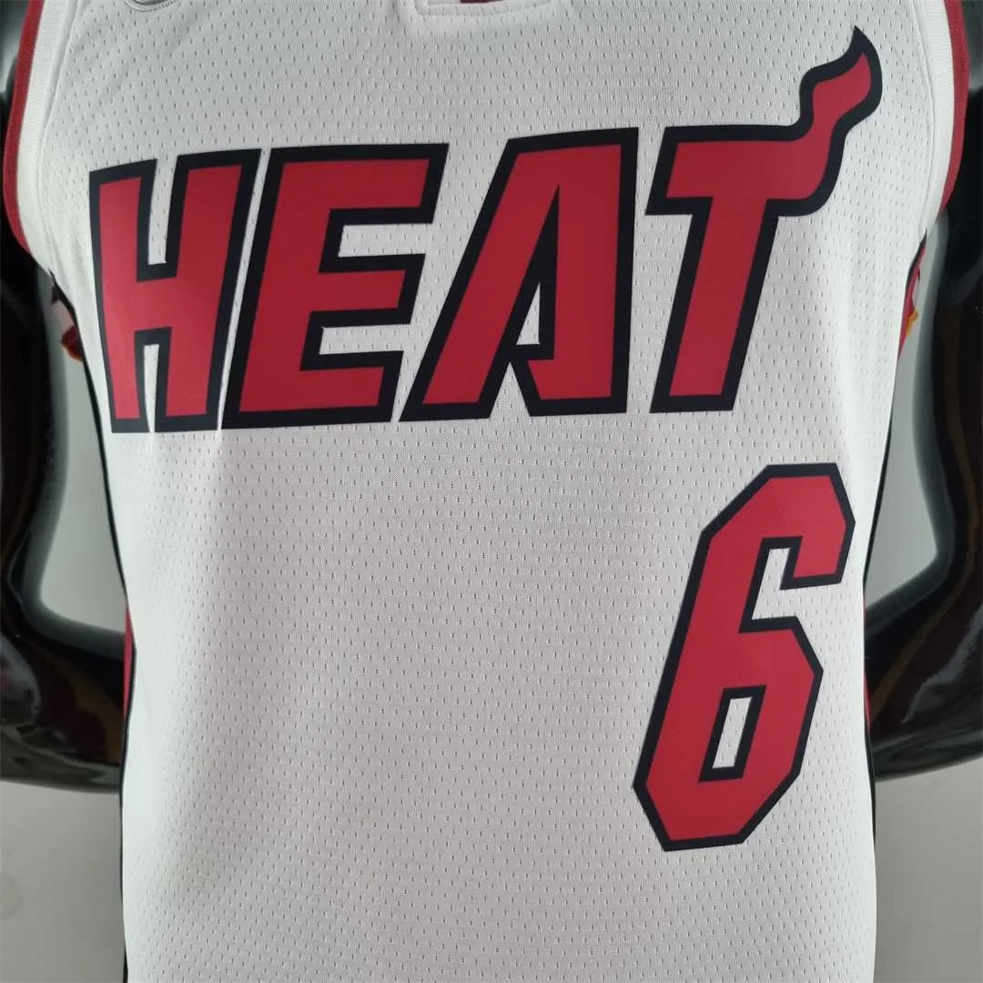 75th Anniversary Miami Heat JAMES #6 White NBA Jersey 1