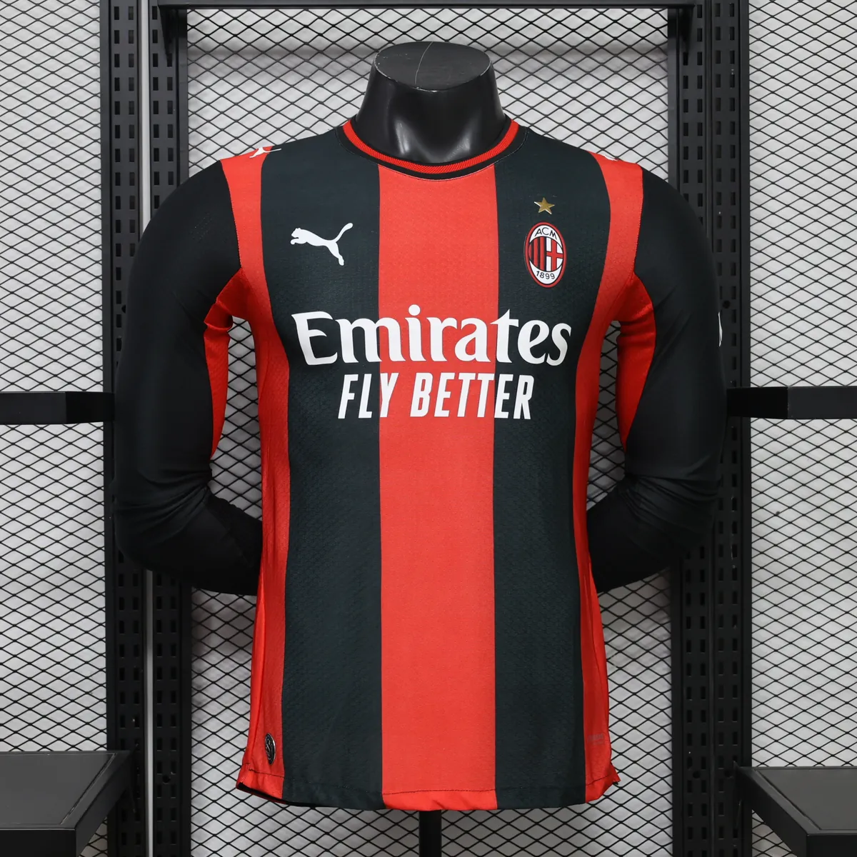 26-27 AC Milan Mens Home Kit Player Version Football Long Sleeve T-Shirt AAAAJersey Wholesale Yupoo 4