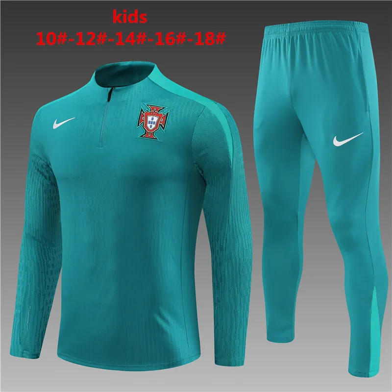 2024 Portugal Kids Player Long Sleeve Training Suit Football Shirts 1