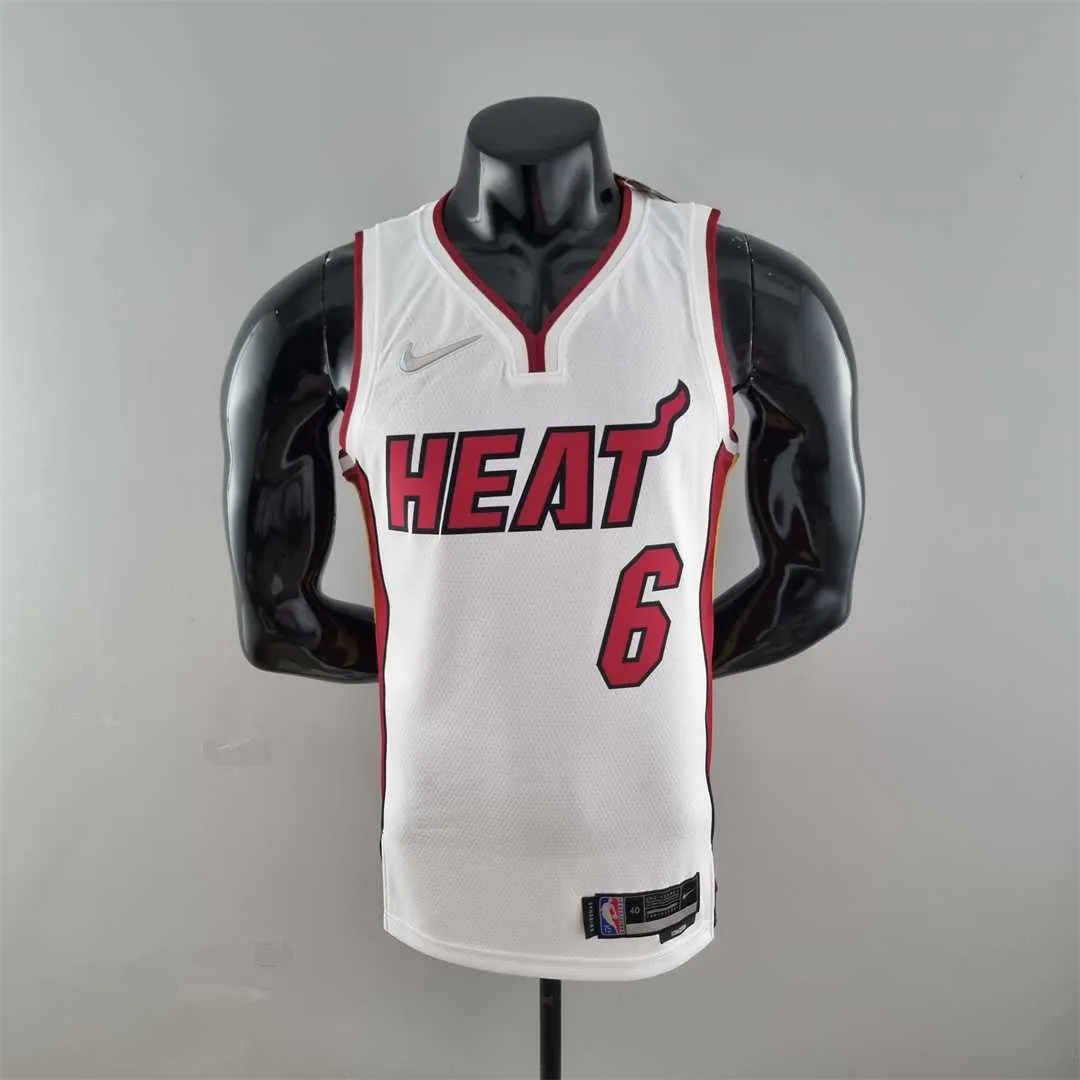 75th Anniversary Miami Heat JAMES #6 White NBA Jersey 10