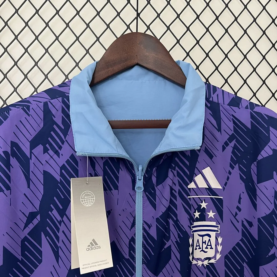 2024 Argentina Blue and Purple Reversible Windbreaker Double-Sides Jacket Football Replicas Yup 1