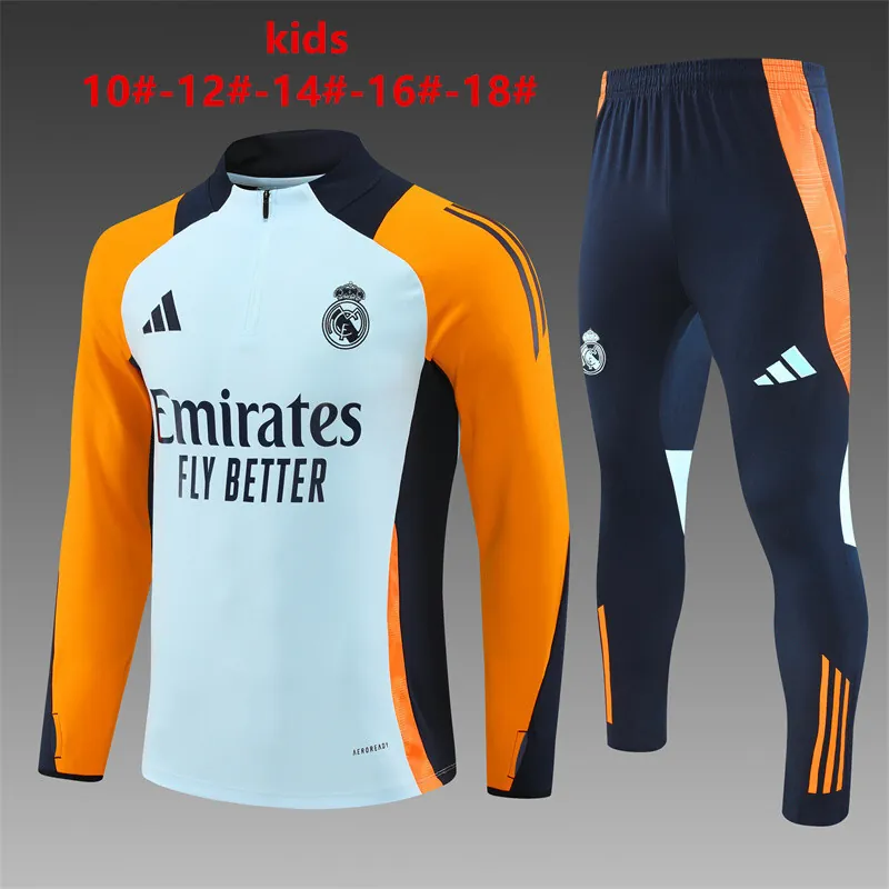 24-25 Real Madrid Kids Long Sleeve Training Suit Football Shirts 1