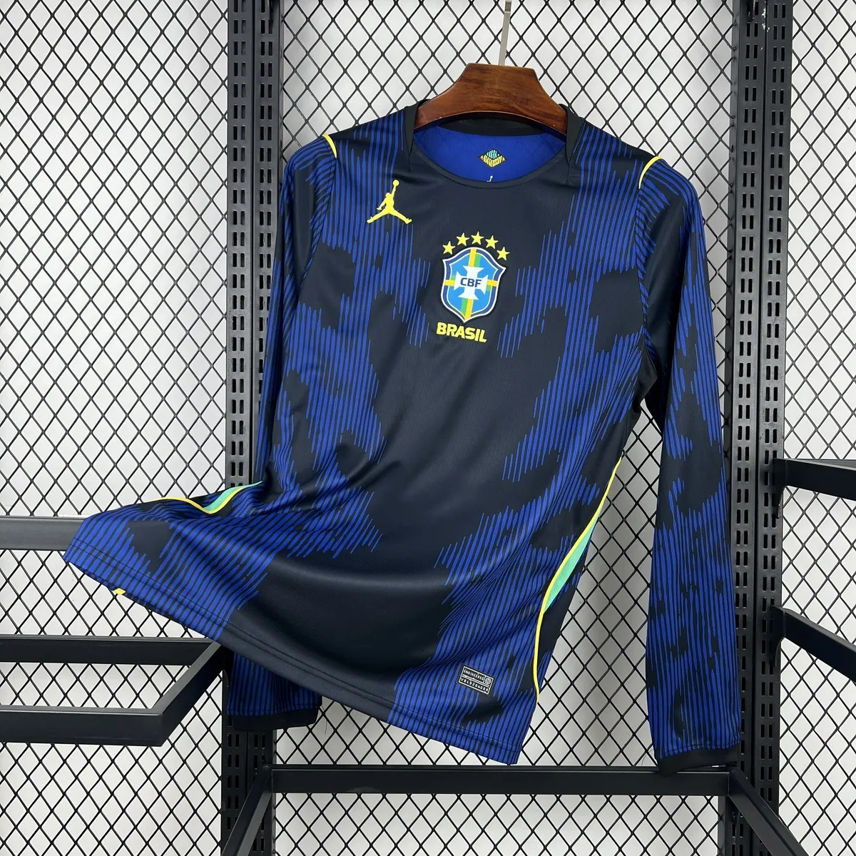 2026 World Cup Brazil Away Long Sleeve Soccer Shirt Fan Version 4