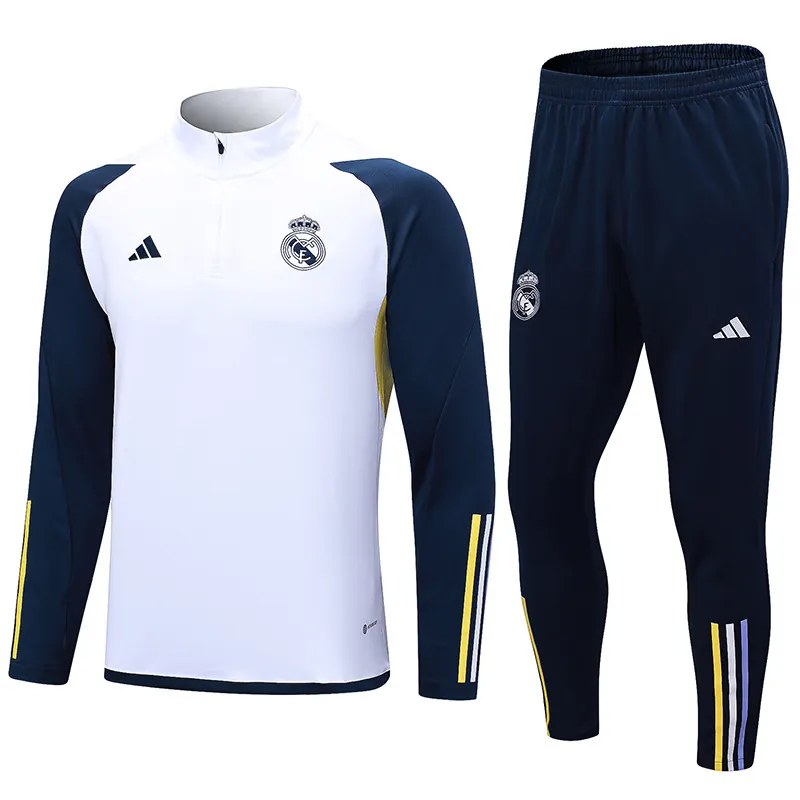 23-24 Real Madrid Long Sleeve White Half-Pull Training Suit Cheap Jerseys Yupoo 3