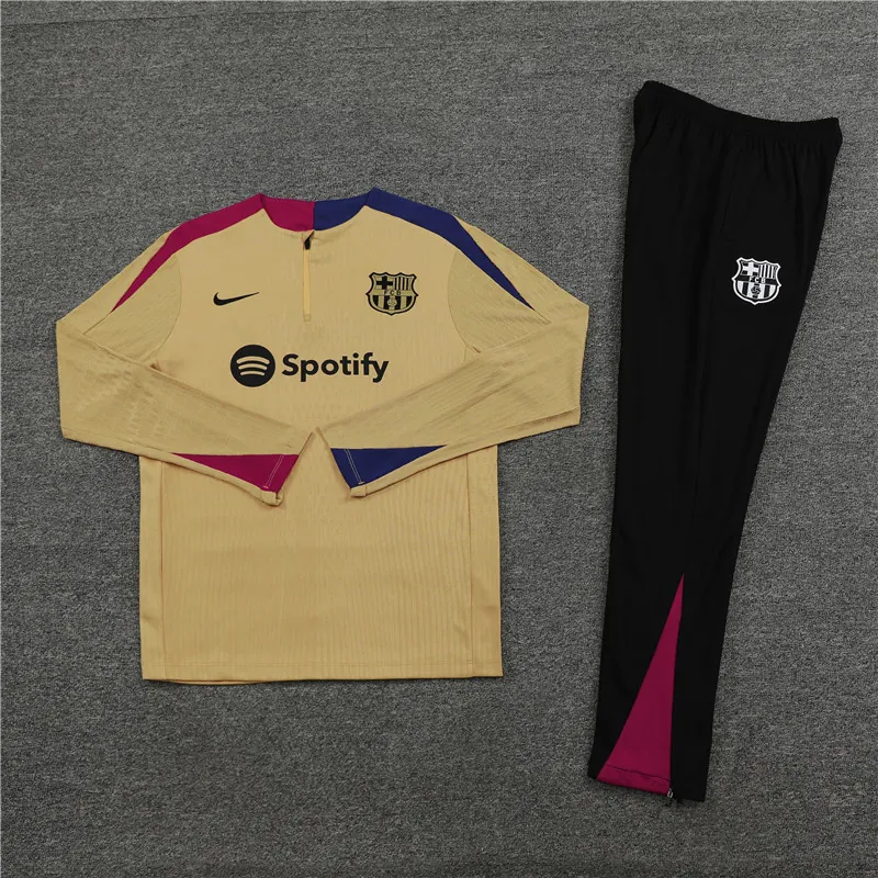 24-25 Barcelona Long Sleeve Tracksuit Gold Training Suits Football AAAAJersey Yupoo 1