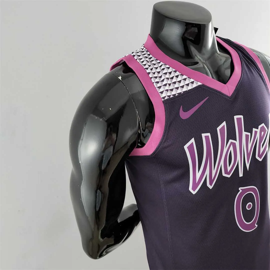 Minnesota Timberwolves RUSSELL#0 Black and Purple NBA Jersey 7