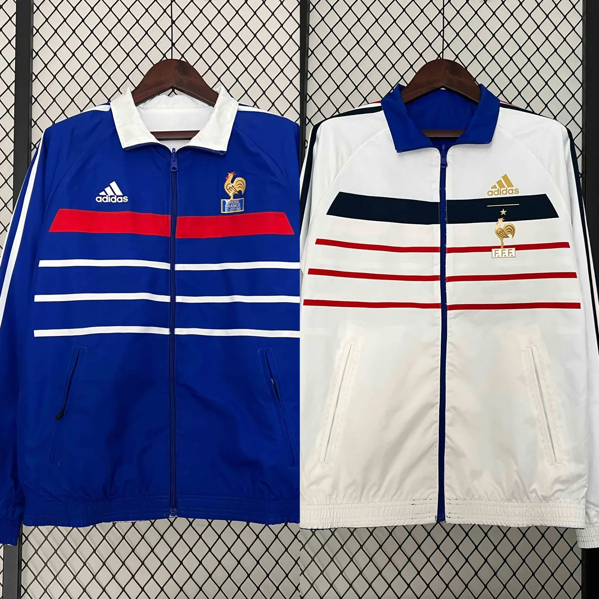 2024 France Reversible Windbreaker White&Blue Double-Sides Jacket Soccer Jerseys For Sale 7