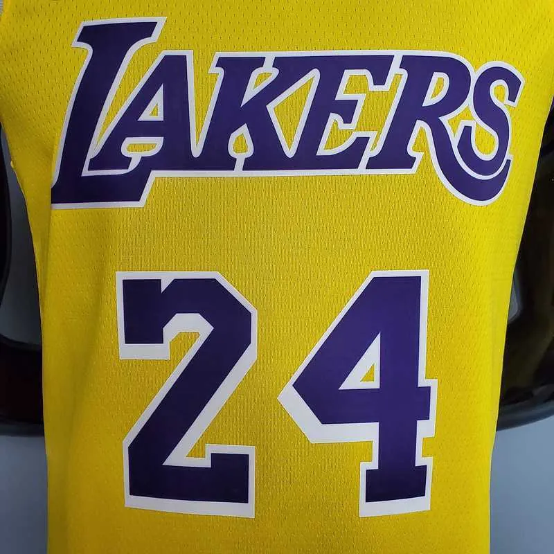New Bryant #24 Lakers Commemorative Edition Round neck yellow 7