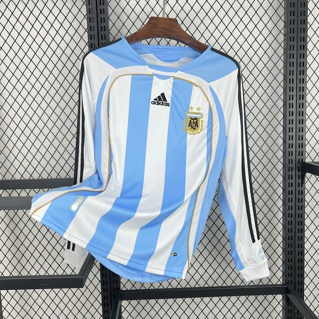 2006 Argentina Home Long Sleeve Retro Kit Vintage Shirt AAAAJersey Supplier Yupoo 6