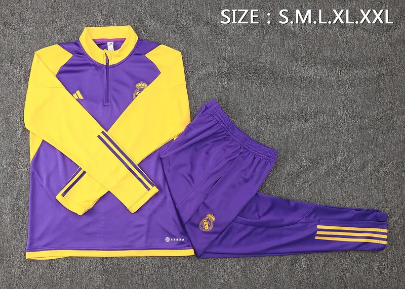 23-24 Real Madrid Long Sleeve Tracksuit Purple&Yellow Training Suits Jerseys World Yupoo 1