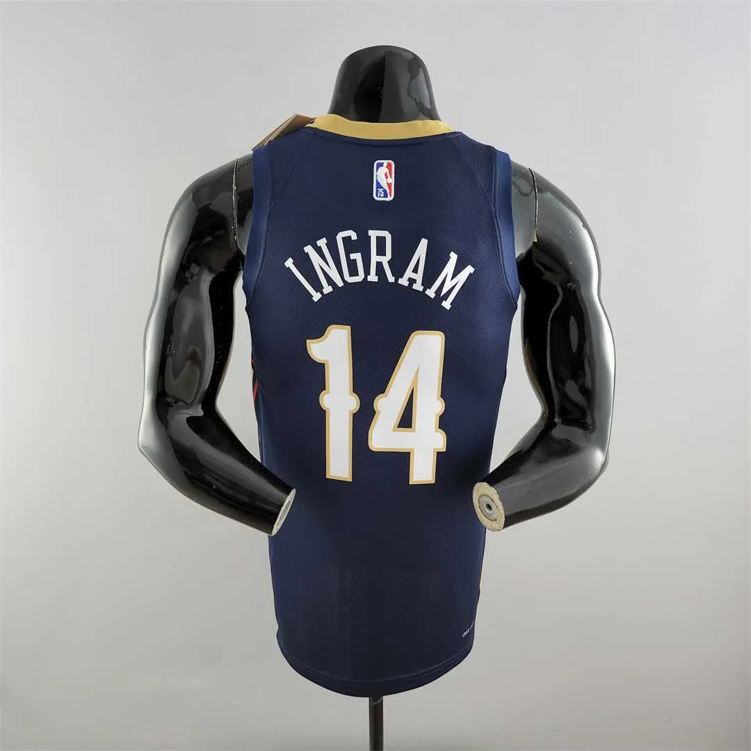 75th Anniversary New Orleans Pelicans Ingram #14 Navy Blue NBA Jersey 6