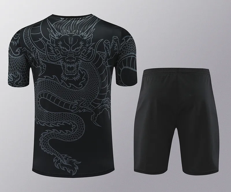 24-25 Real Madrid Dragon Black Training Kits(Top+Shorts) Football Replicas Yupoo 2
