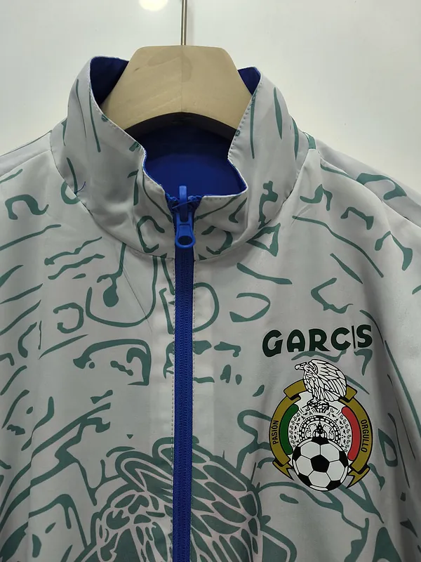 1999 Mexico Retro Trench Coat Reversible Windbreaker Double-Sides Jacket 1