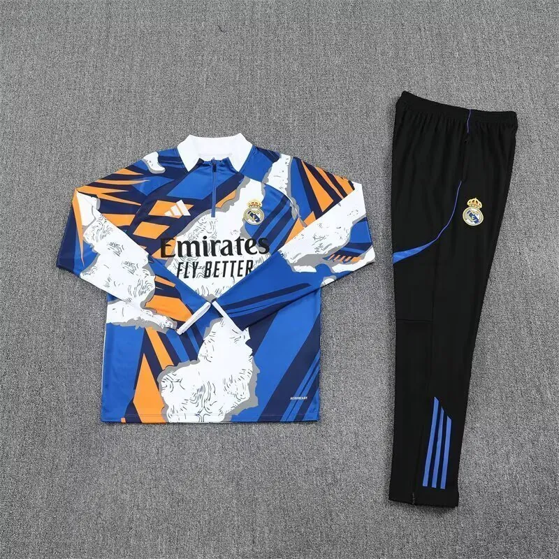 25-26 Real Madrid Pre-Match Training Kits Long Football Tracksuits 1