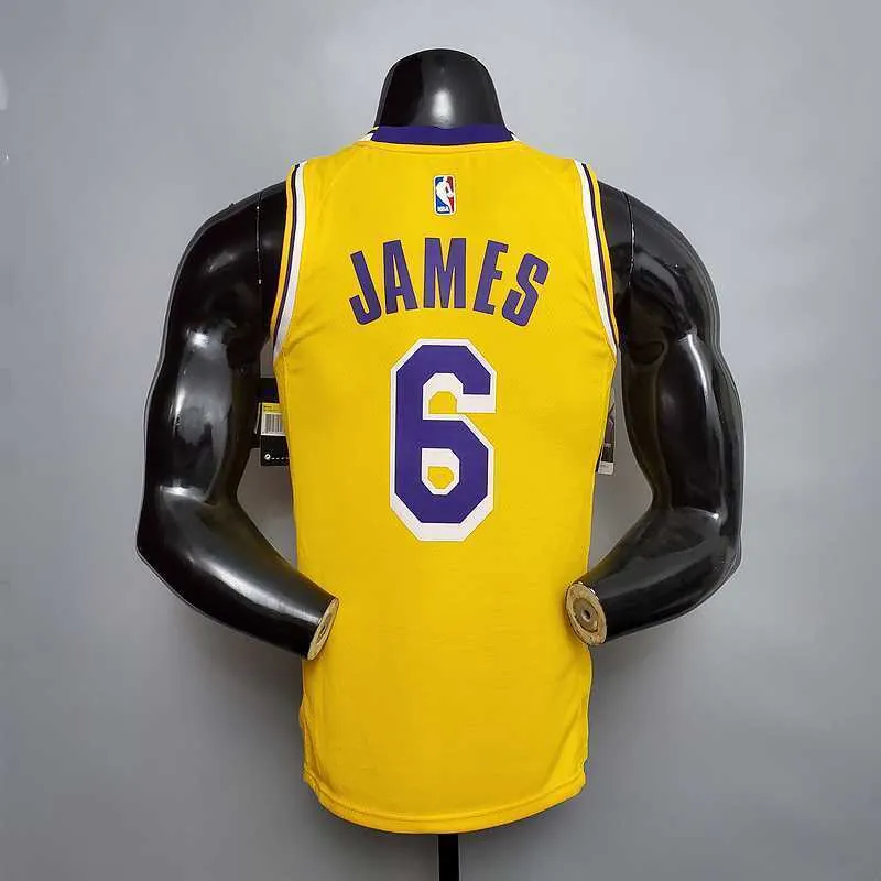 James #6 Lakers Round neck yellow 2