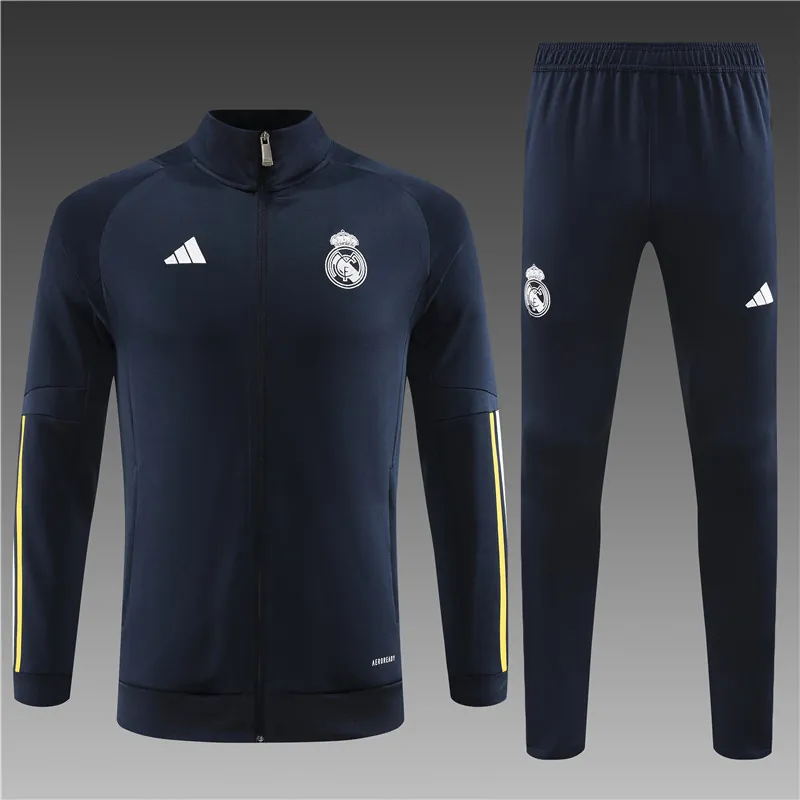23-24 Real Madrid Navy Kits(Shirt+Pants) Long Sleeve Training Suit Cheap Jerseys Yupoo 3