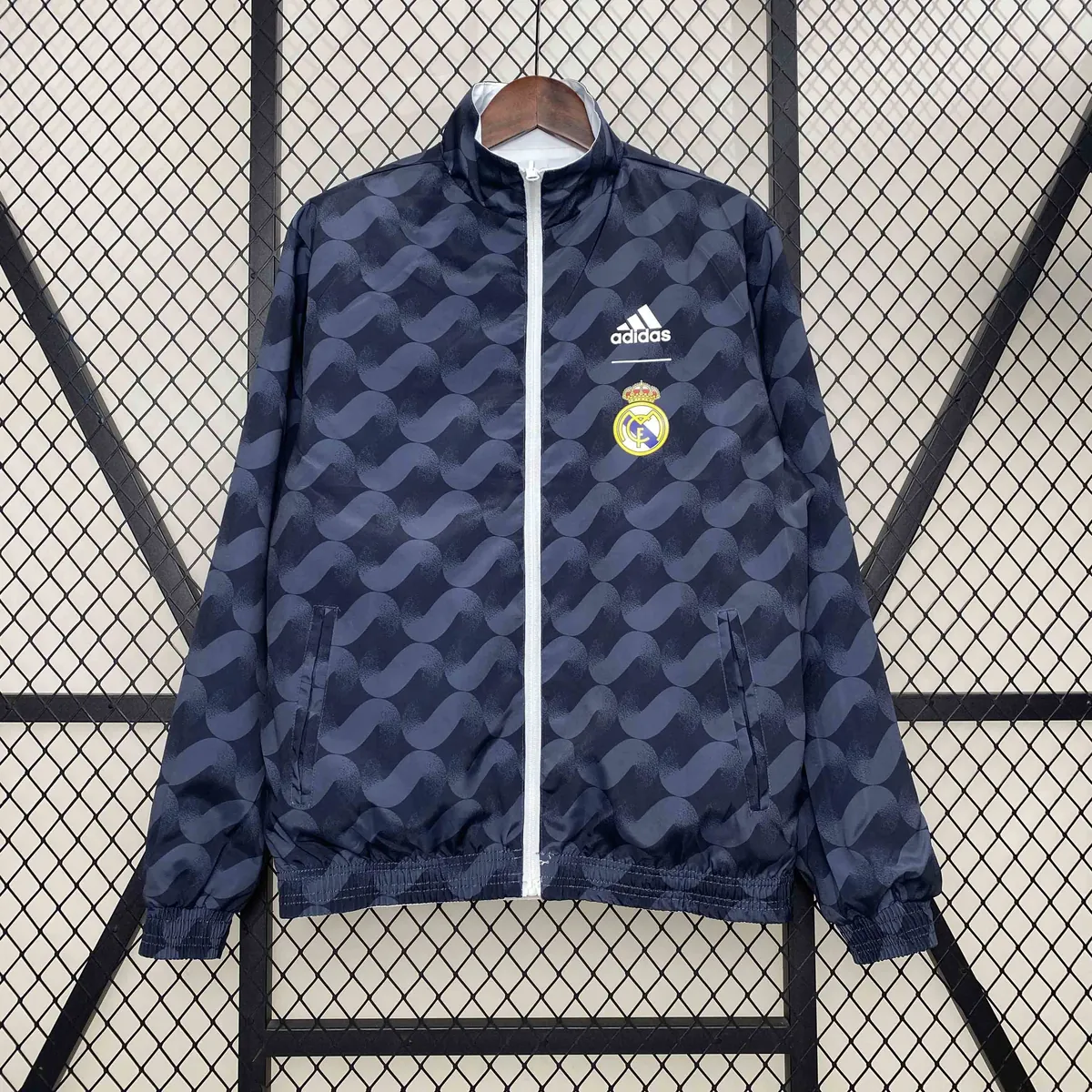 24-25 Real Madrid White&Navy Trench Coat Reversible Windbreaker Double-Sides Jacket AAAAJersey 2