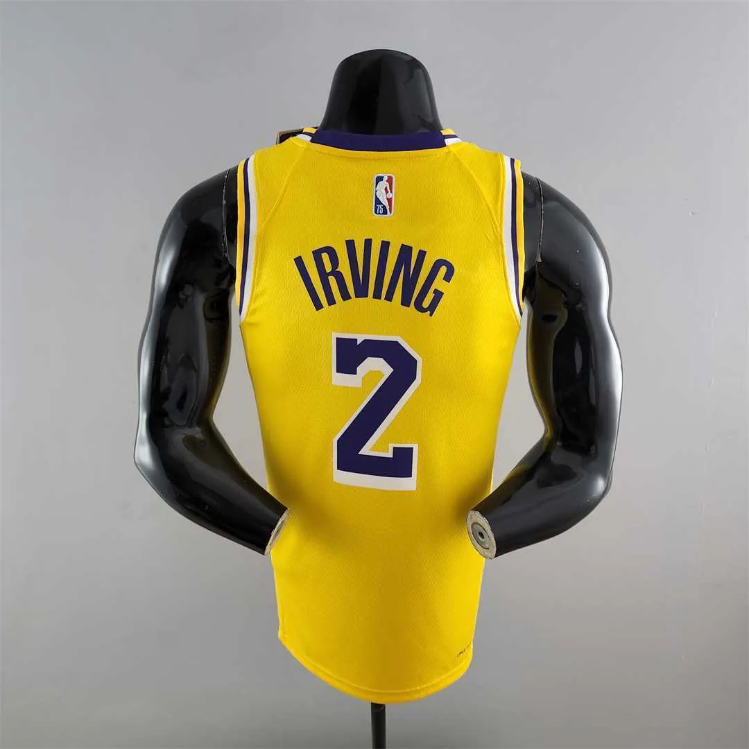 75th Anniversary IRVING #2 Los Angeles Lakers Yellow NBA Jersey 2