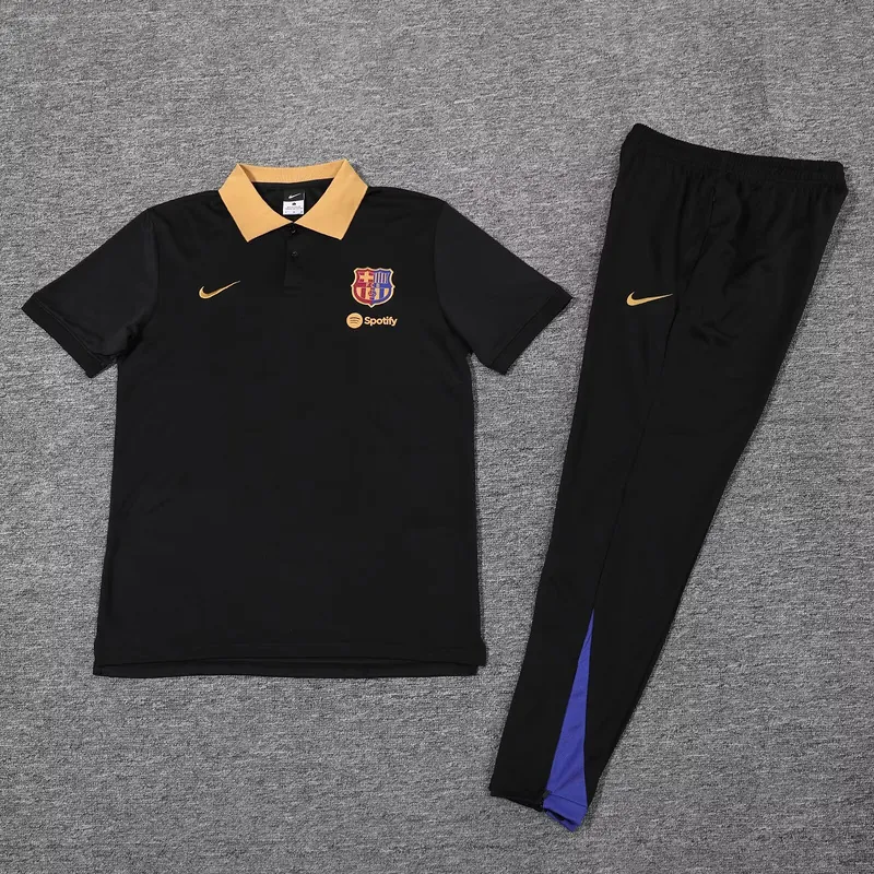 25-26 Barcelona Black POLO Training Kits Football Tracksuits-1 1