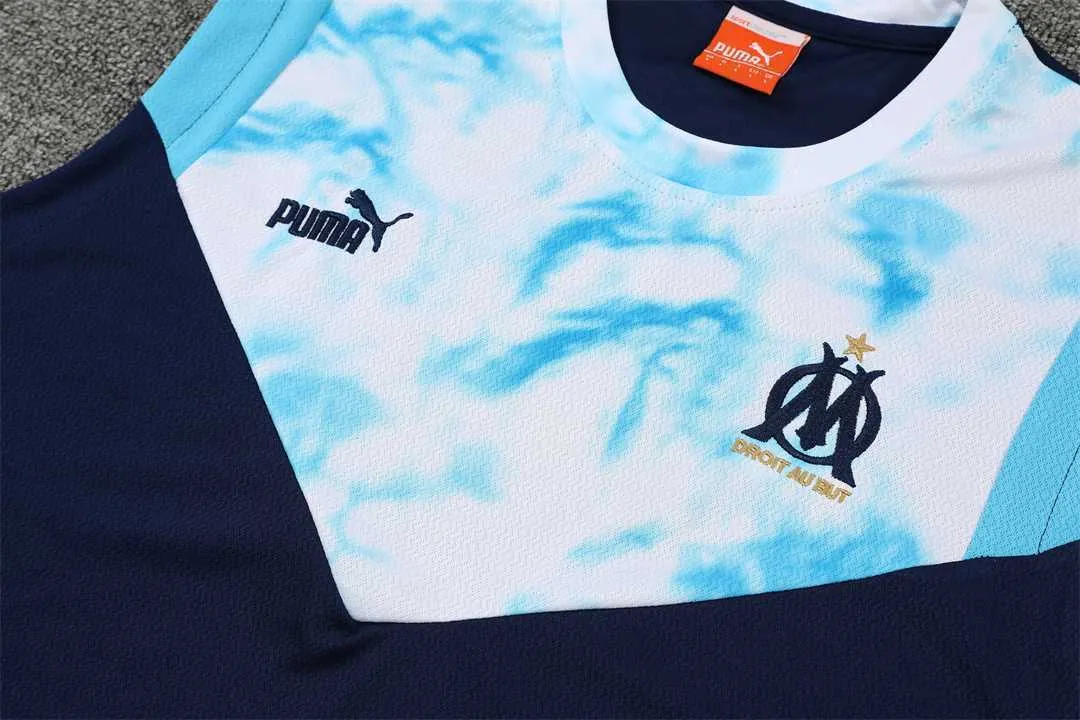 22-23 Marseille vest training suit kit dark blue white 5