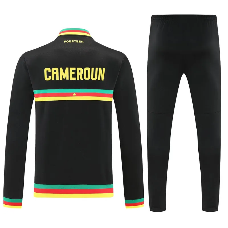25-26 Cameroon Black Football Tracksuits Long Jacket Suits 2