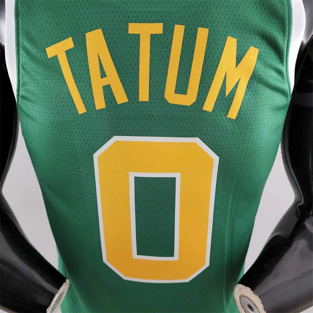 Boston Celtics Tatum #0 Green Gold NBA Jersey 5